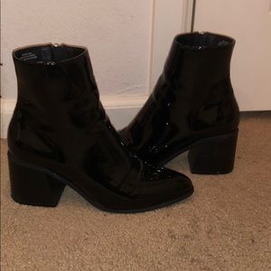 shiny black booties